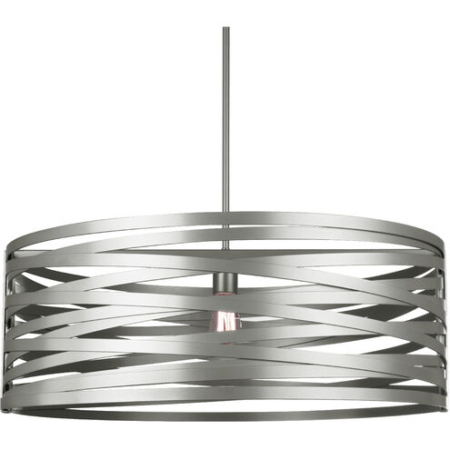 Tempest 1 Light 30.2 inch Beige Silver Chandelier Ceiling Light in Exposed Bulb, Metallic Beige Silver, Drum